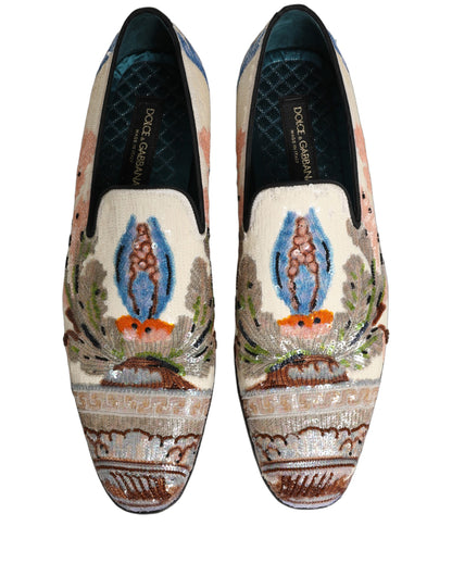 Dolce & Gabbana Multicolor Sequin Embroidered Loafers