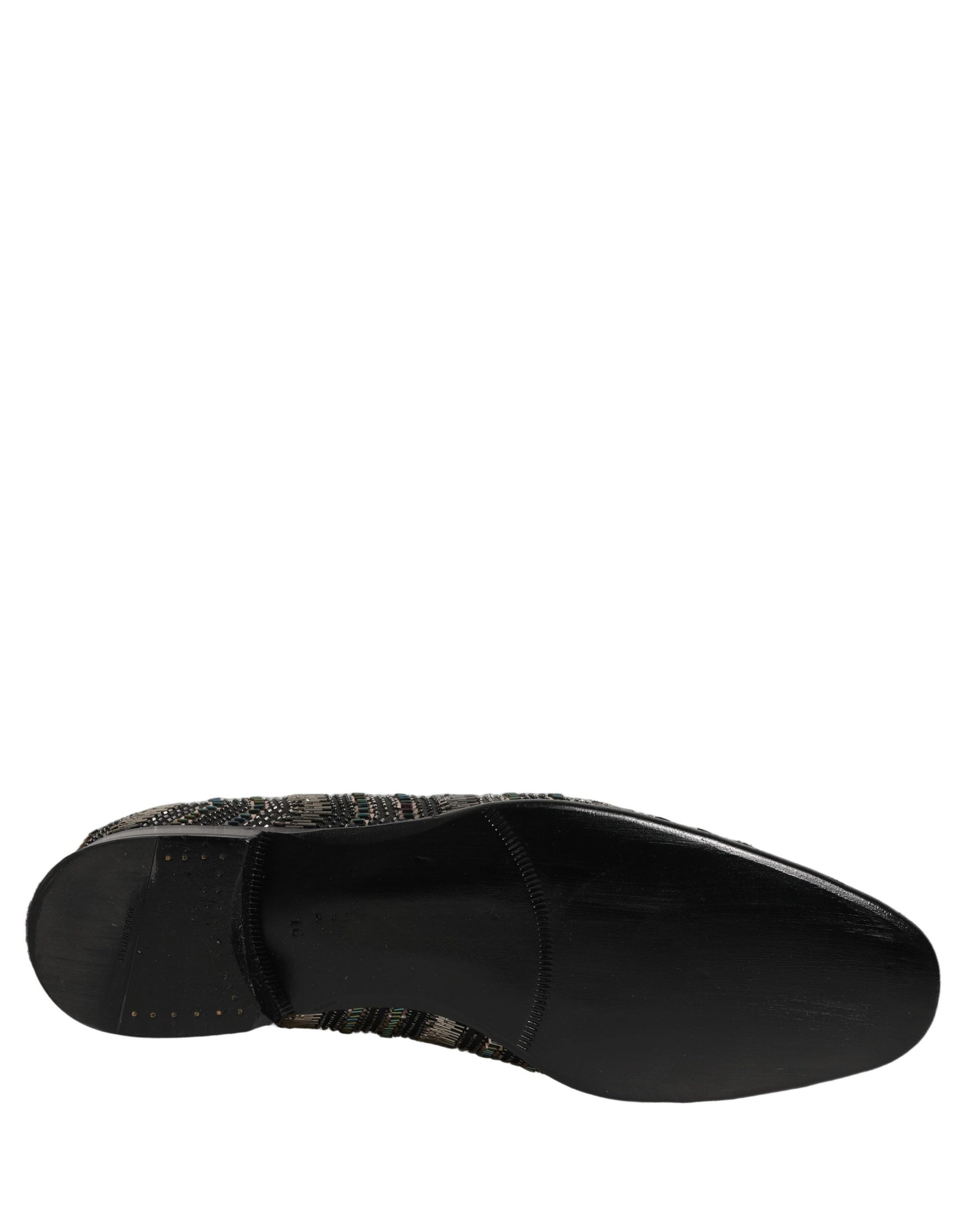 Dolce & Gabbana Black Silver Embellished Slip-On Loafers