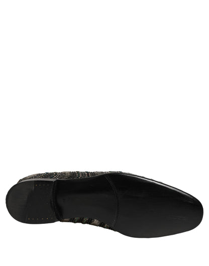 Dolce & Gabbana Black Silver Embellished Slip-On Loafers
