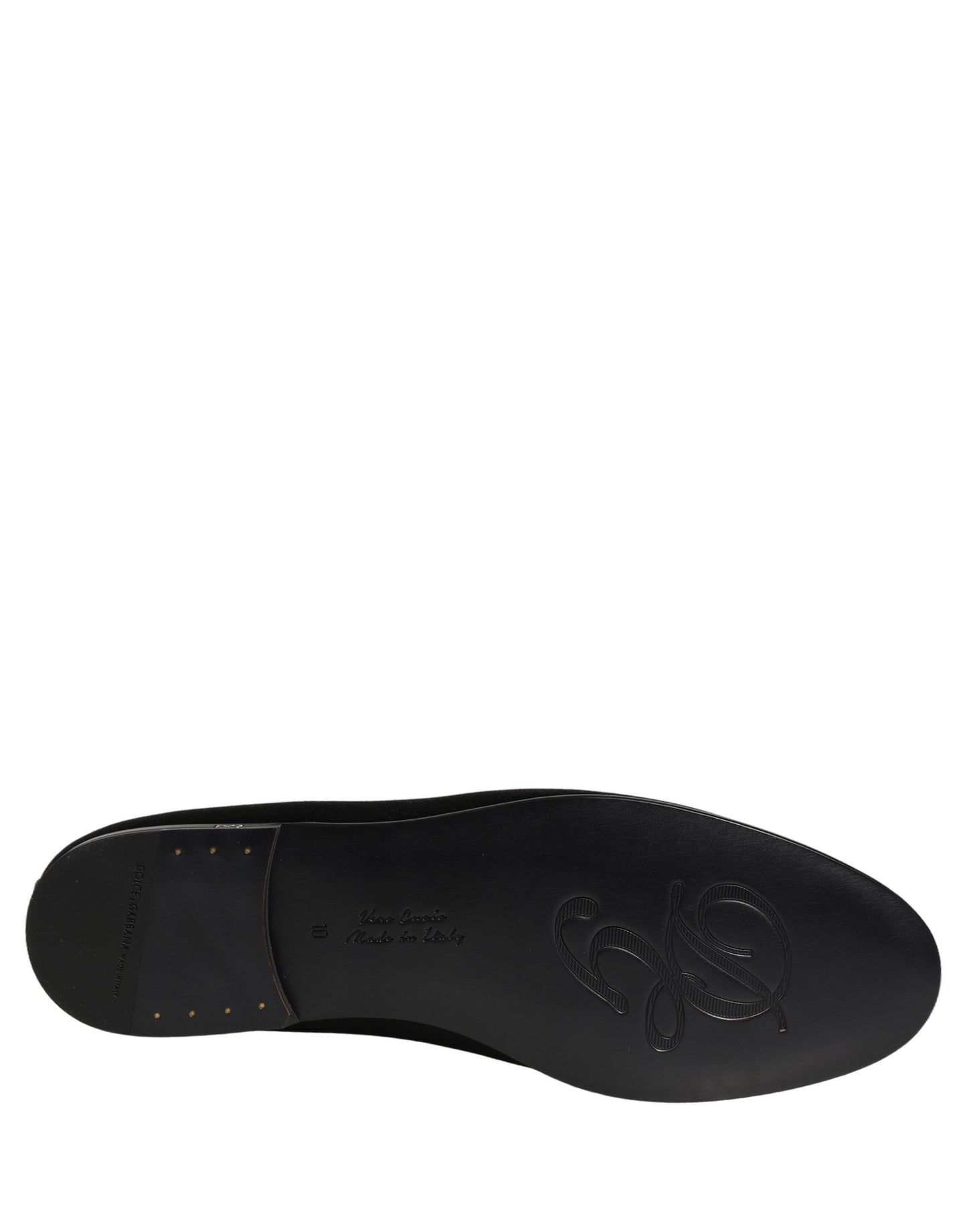 Dolce & Gabbana Black Satin Logo Slip On Flats Loafers