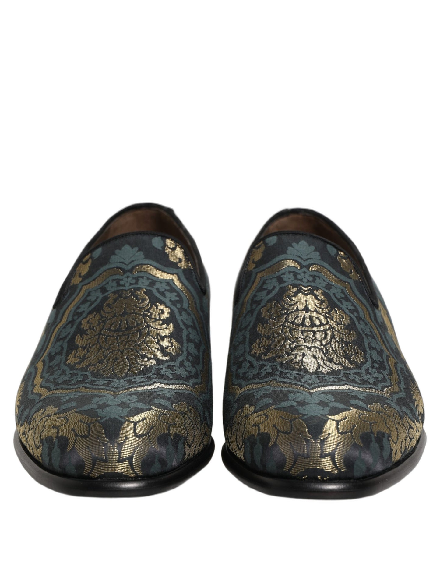 Dolce & Gabbana Black Floral Brocade Slip-On Loafers