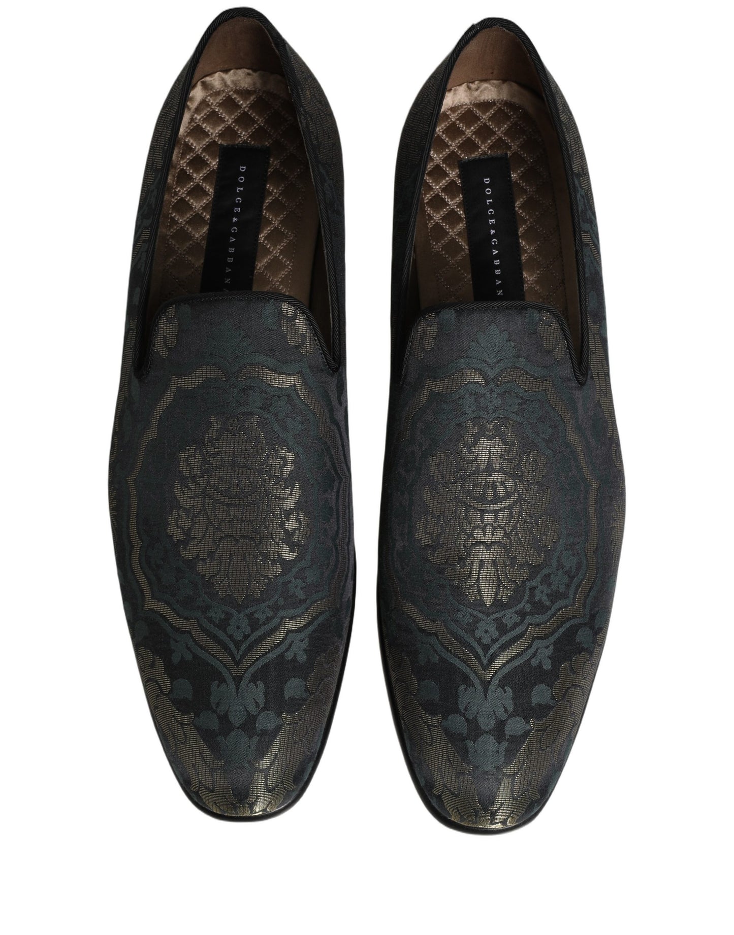 Dolce & Gabbana Black Floral Brocade Slip-On Loafers