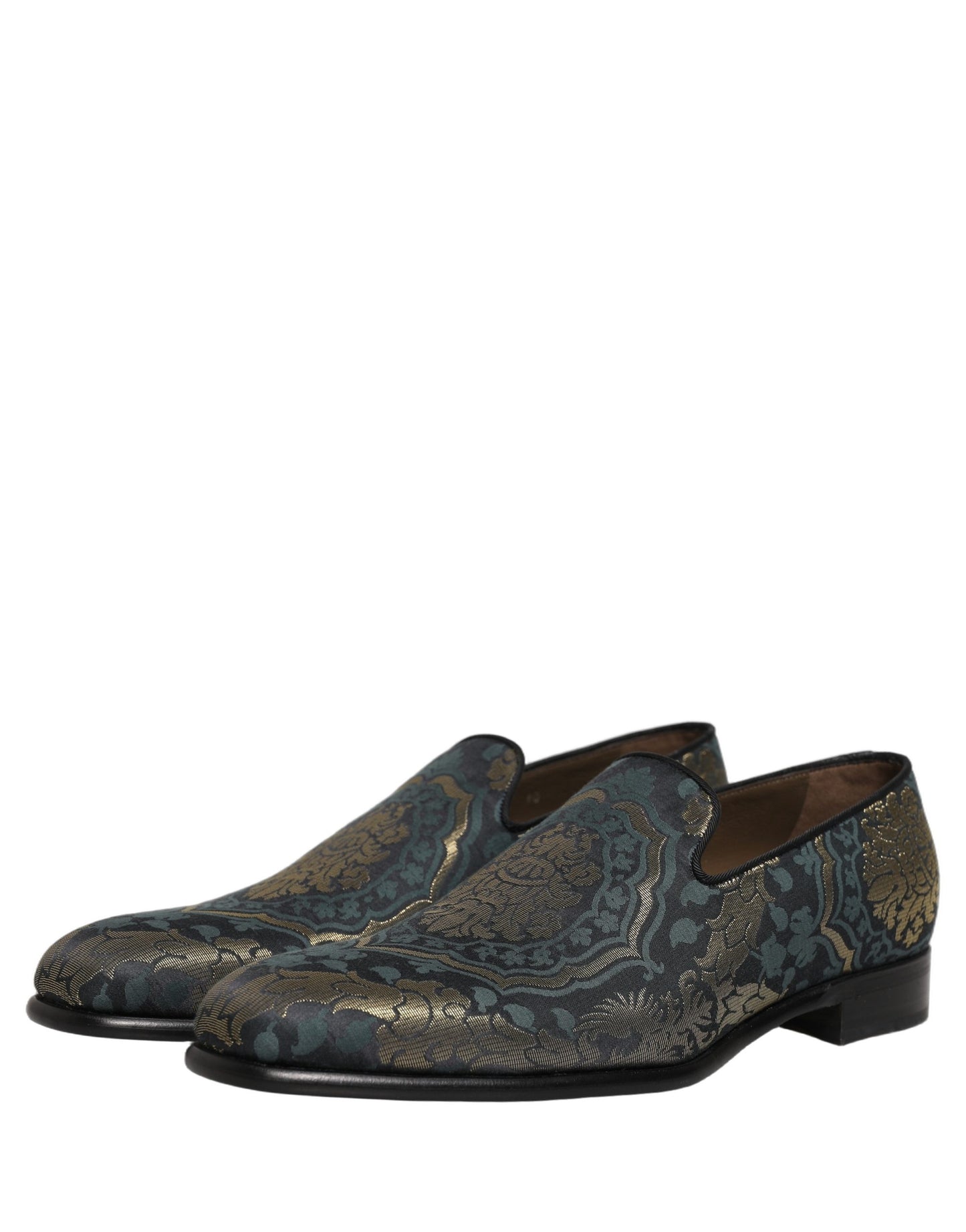 Dolce & Gabbana Black Floral Brocade Slip-On Loafers