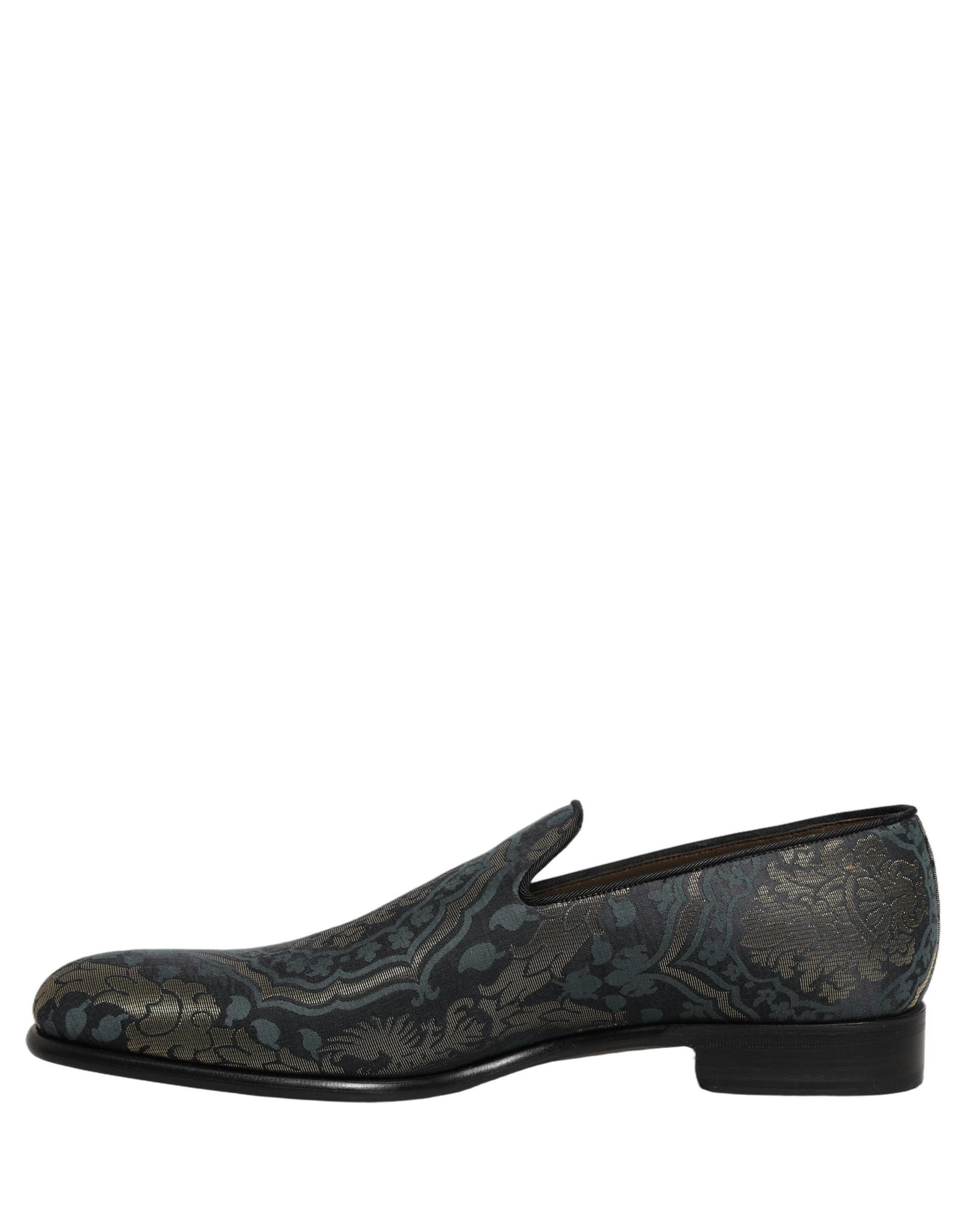 Dolce & Gabbana Black Floral Brocade Slip-On Loafers