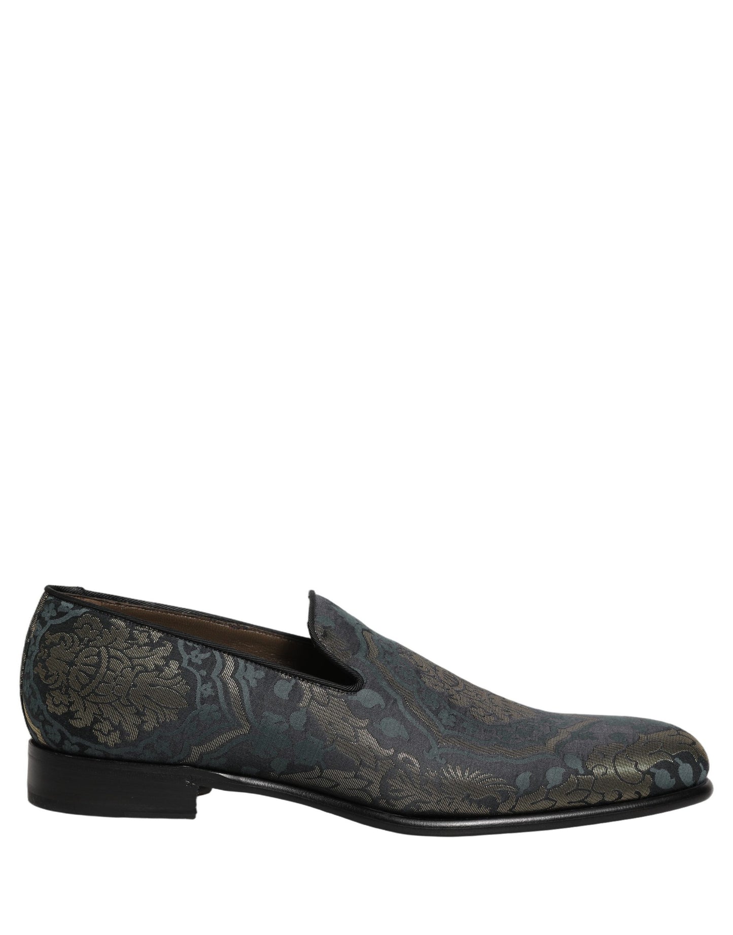 Dolce & Gabbana Black Floral Brocade Slip-On Loafers