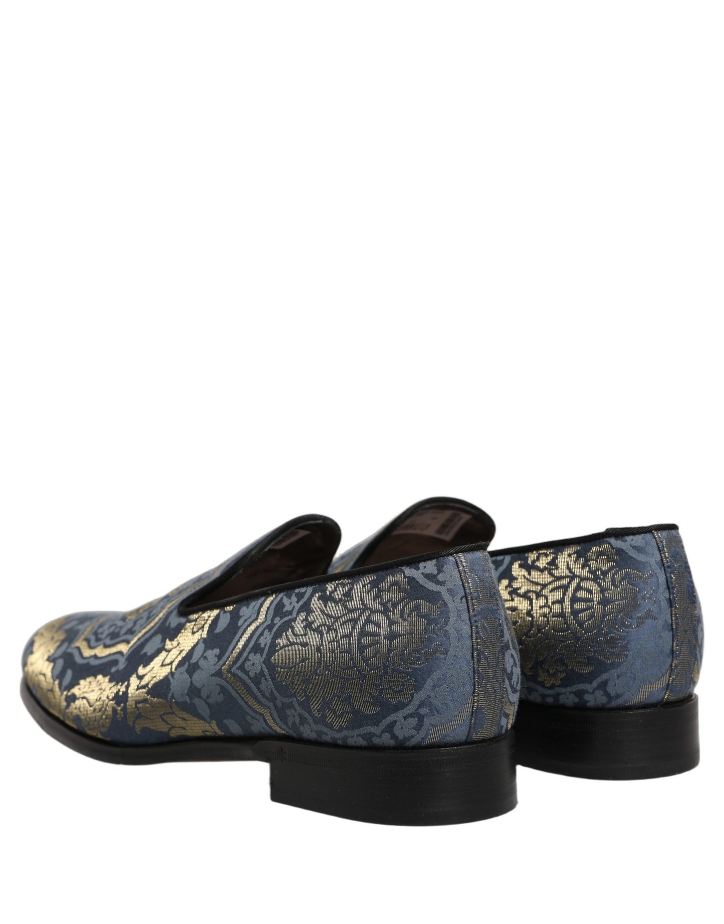 Dolce & Gabbana Blue Floral Brocade Slip On Loafers