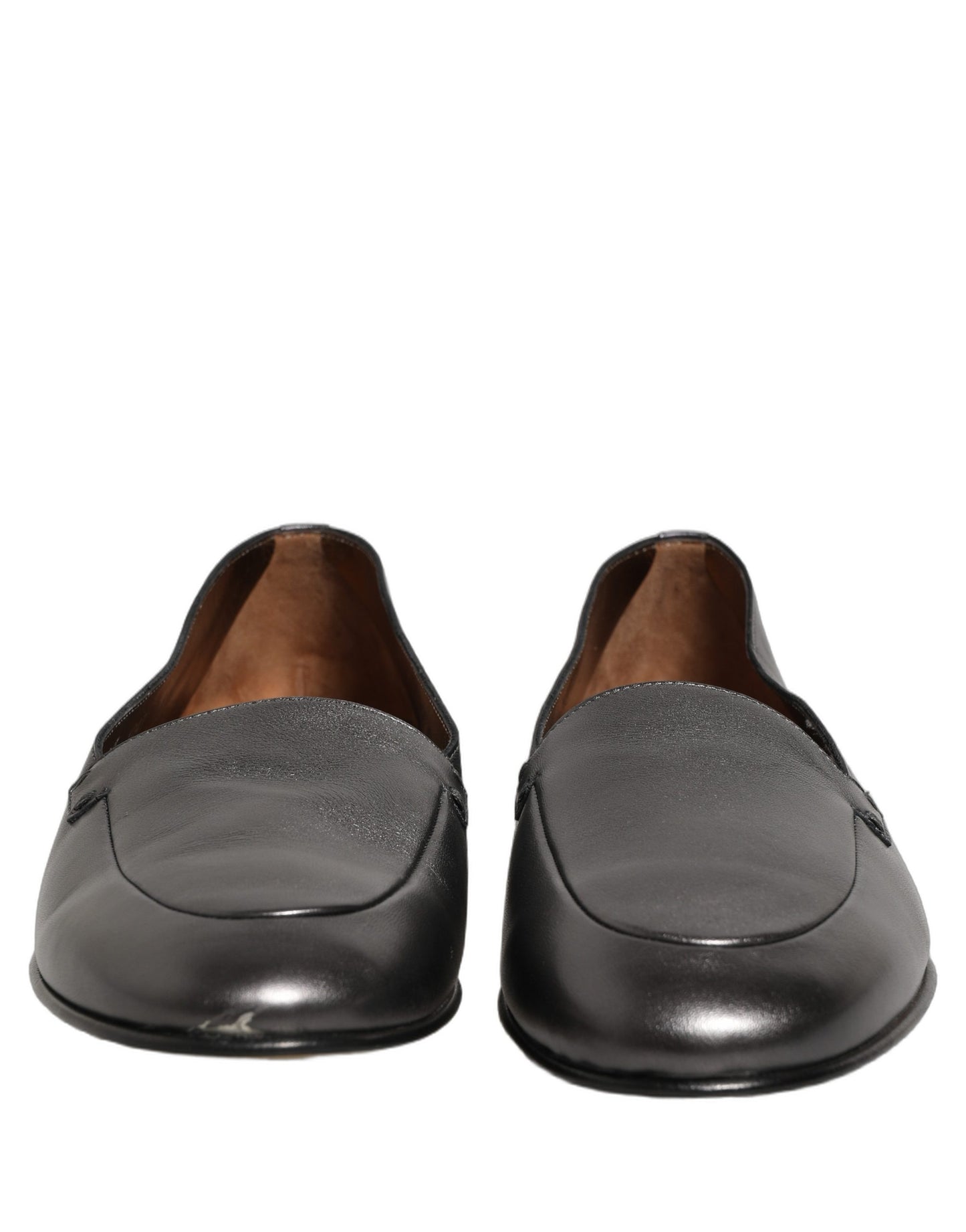 Dolce & Gabbana Silver Leather DG Logo Slip On Loafers