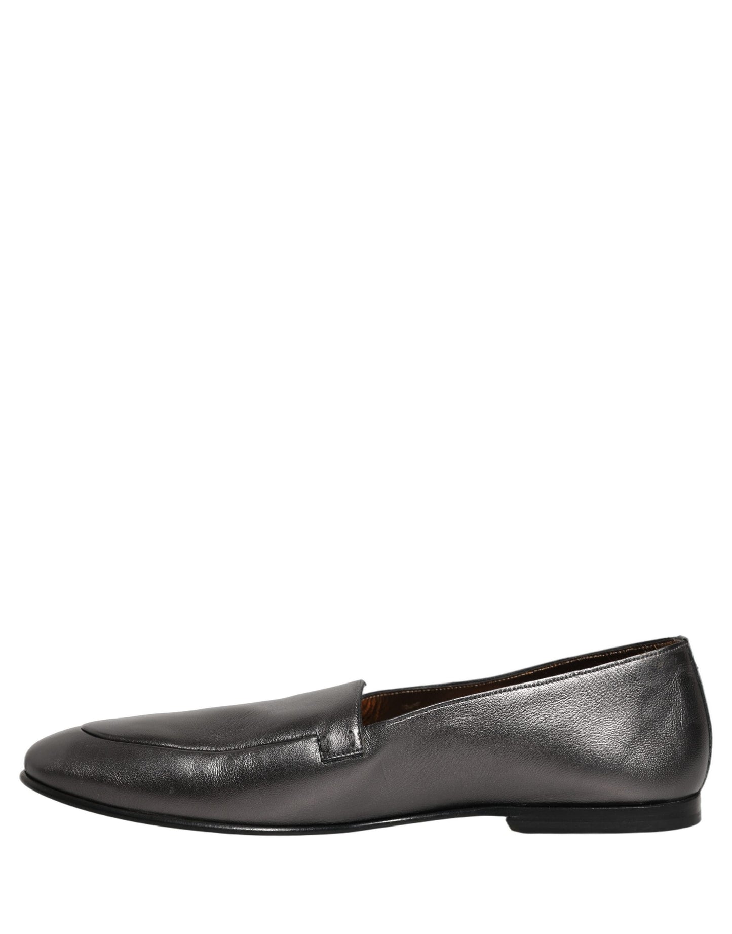 Dolce & Gabbana Silver Leather DG Logo Slip On Loafers