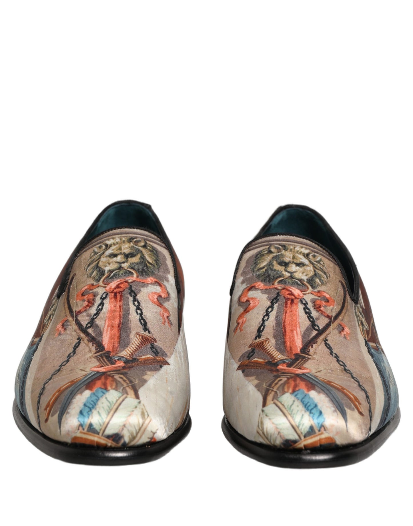 Dolce & Gabbana Multicolor Lion Print Slip-On Loafers