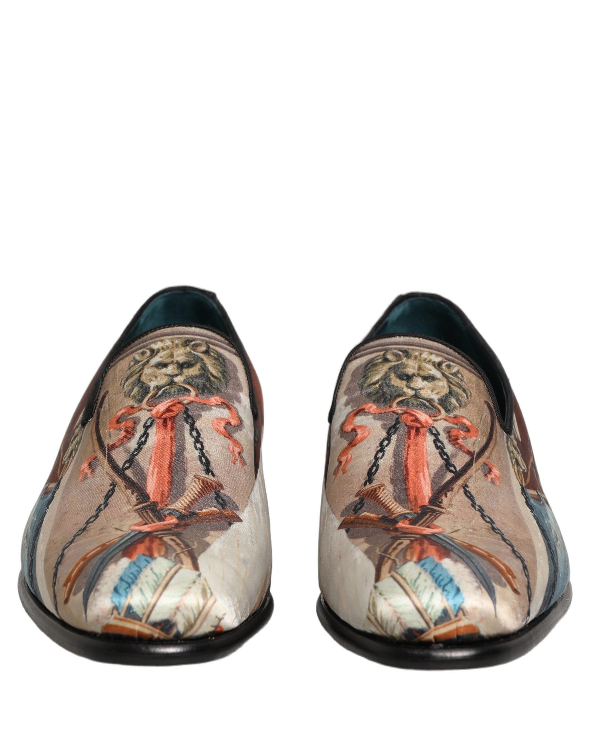Dolce & Gabbana Multicolor Lion Print Slip-On Loafers