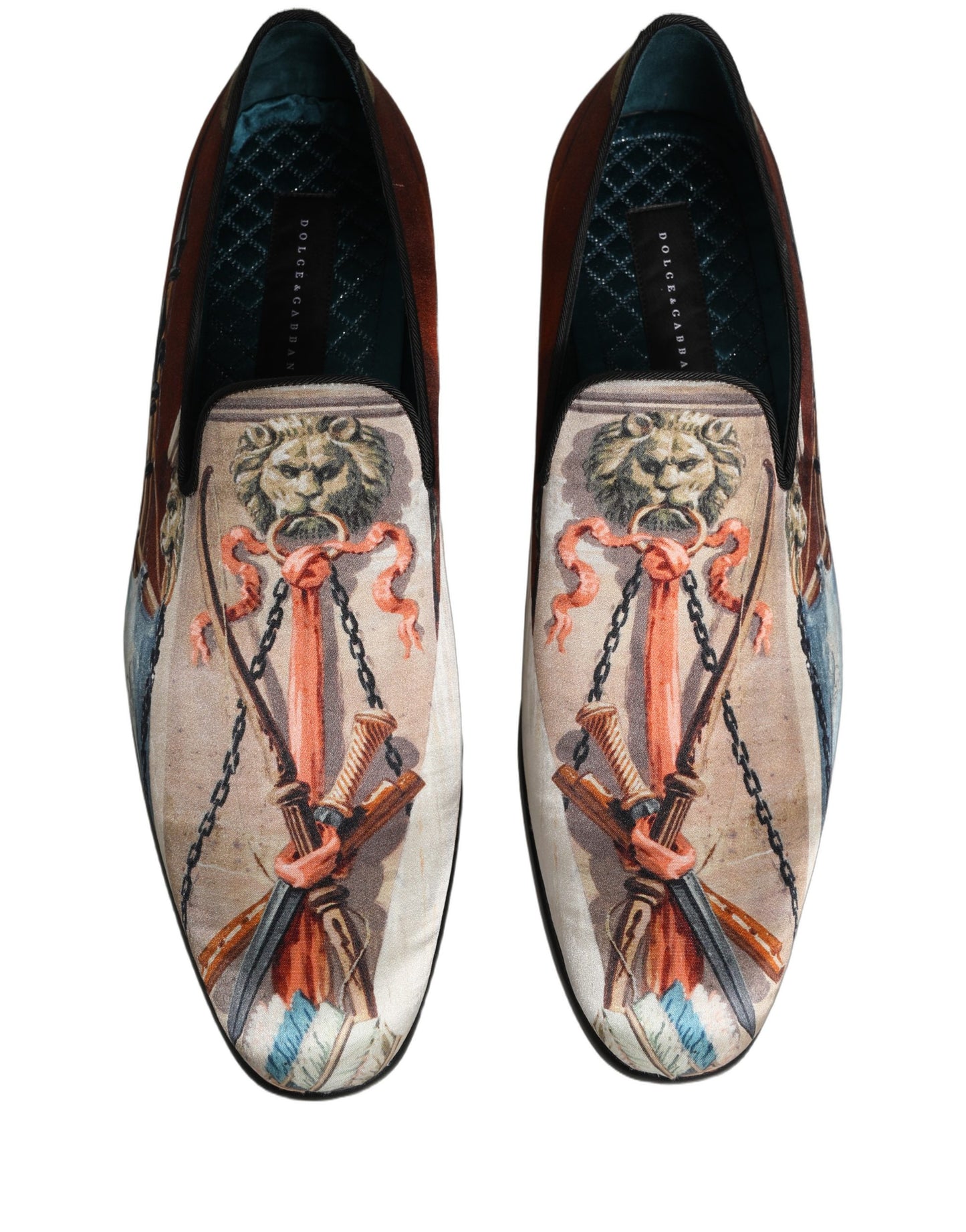 Dolce & Gabbana Multicolor Lion Print Slip-On Loafers