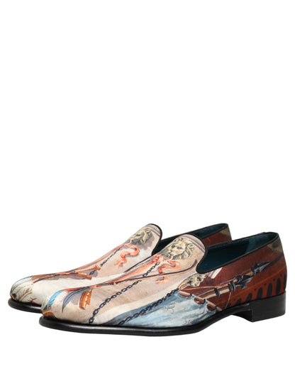 Dolce & Gabbana Multicolor Lion Print Slip-On Loafers