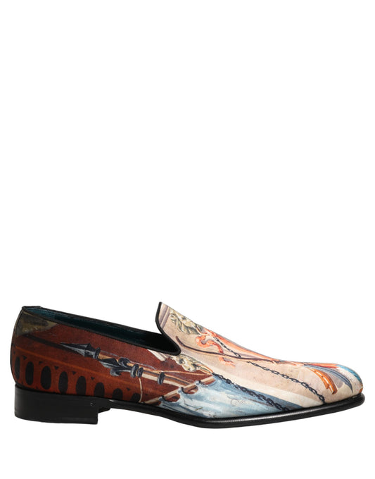 Dolce & Gabbana Multicolor Lion Print Slip-On Loafers