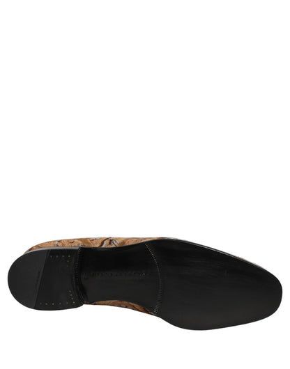 Dolce & Gabbana Beige Brocade Men's Slip-On Dress Loafers