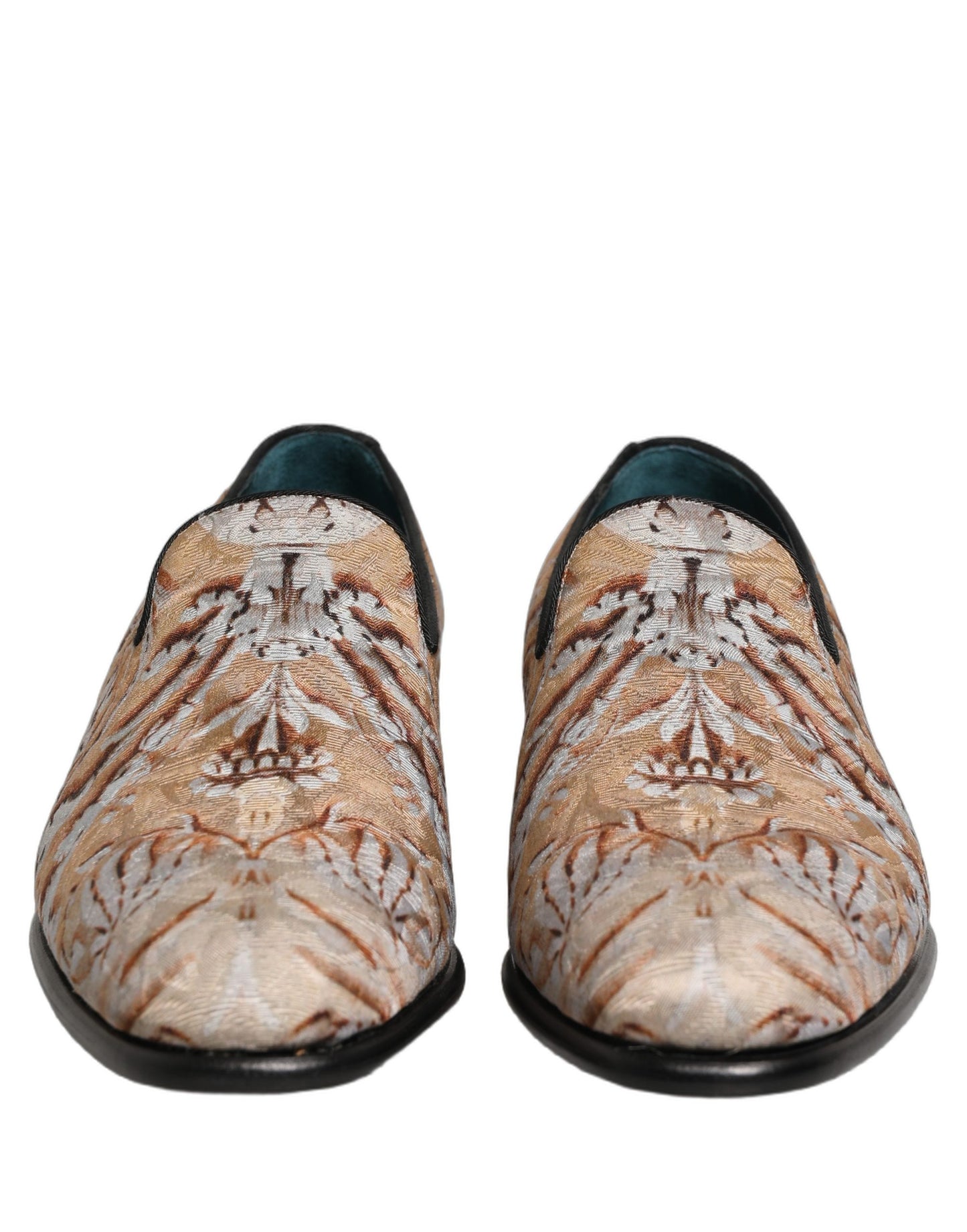 Dolce & Gabbana Beige Brocade Men's Slip-On Dress Loafers