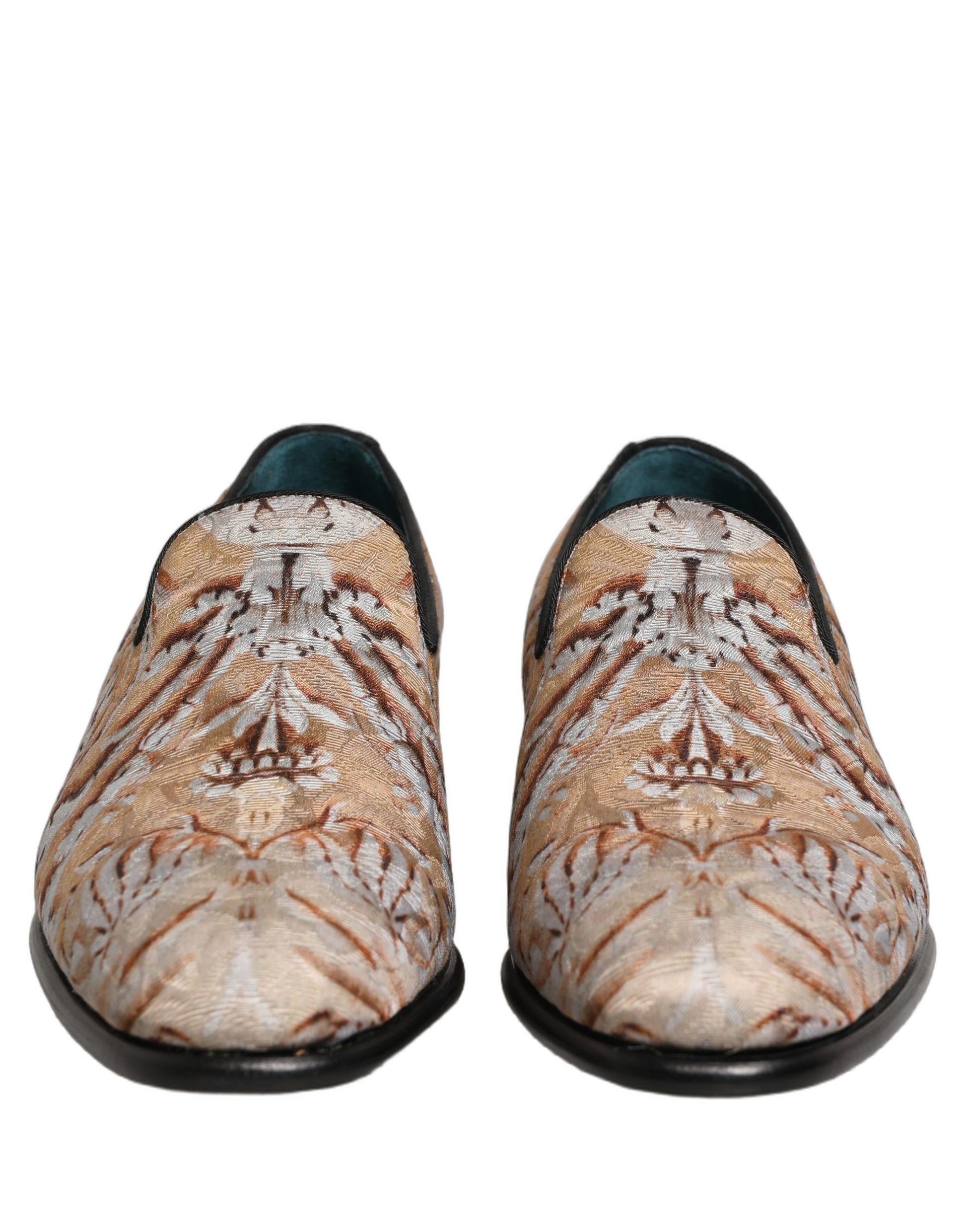 Dolce & Gabbana Beige Brocade Men's Slip-On Dress Loafers