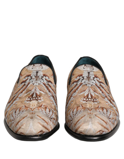 Dolce & Gabbana Beige Brocade Men's Slip-On Dress Loafers