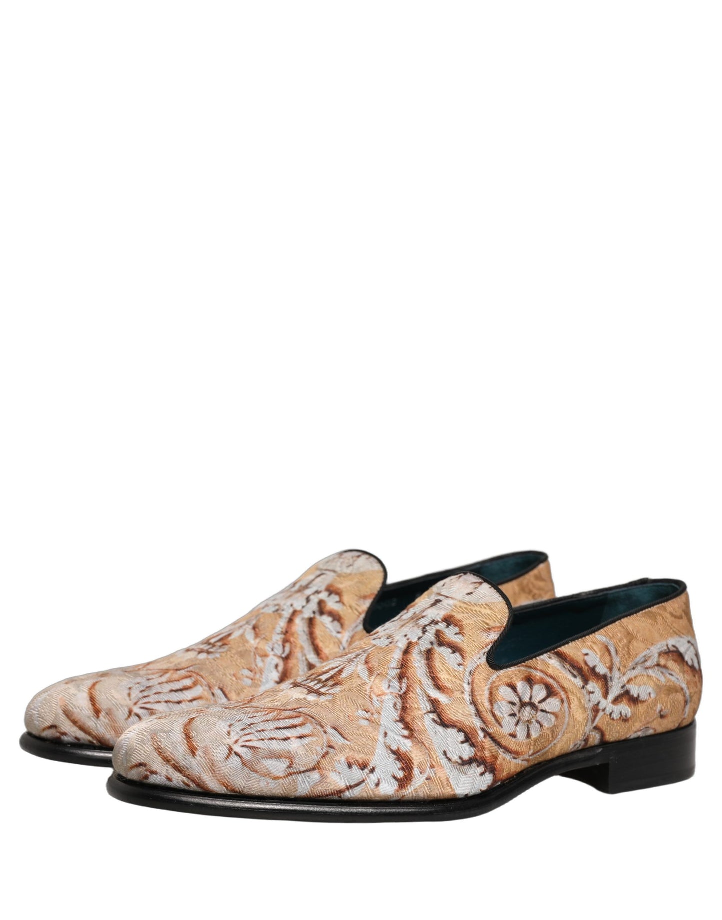 Dolce & Gabbana Beige Brocade Men's Slip-On Dress Loafers