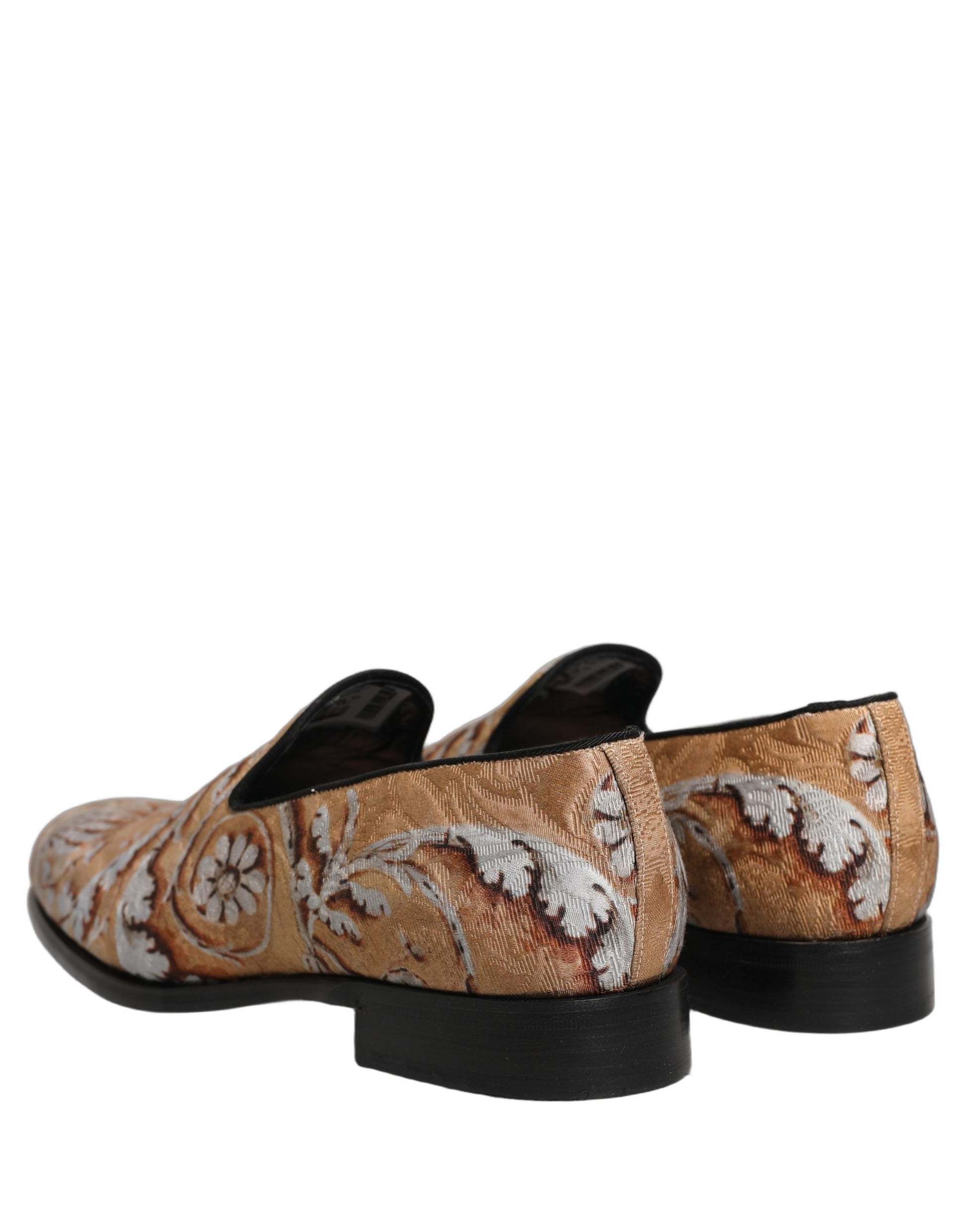 Dolce & Gabbana Beige Brocade Men's Slip-On Dress Loafers
