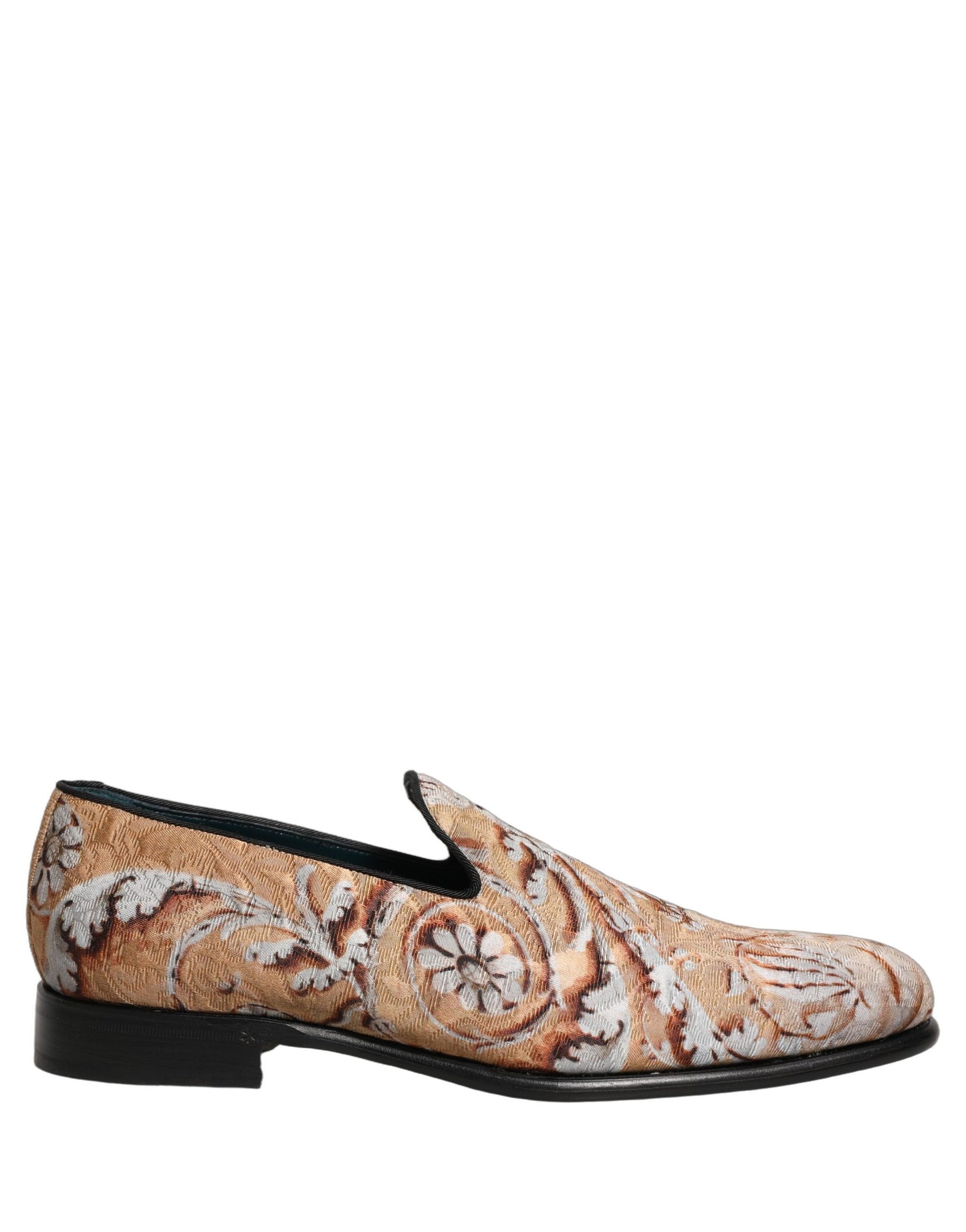 Dolce & Gabbana Beige Brocade Men's Slip-On Dress Loafers