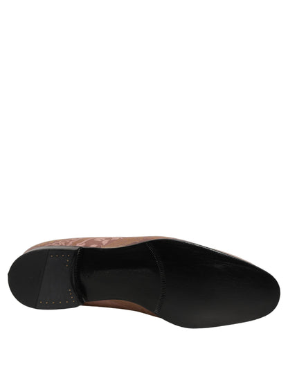 Dolce & Gabbana Pink Brocade Men’s Slip-On Dress Loafers