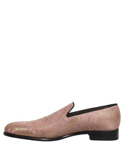 Dolce & Gabbana Pink Brocade Men’s Slip-On Dress Loafers