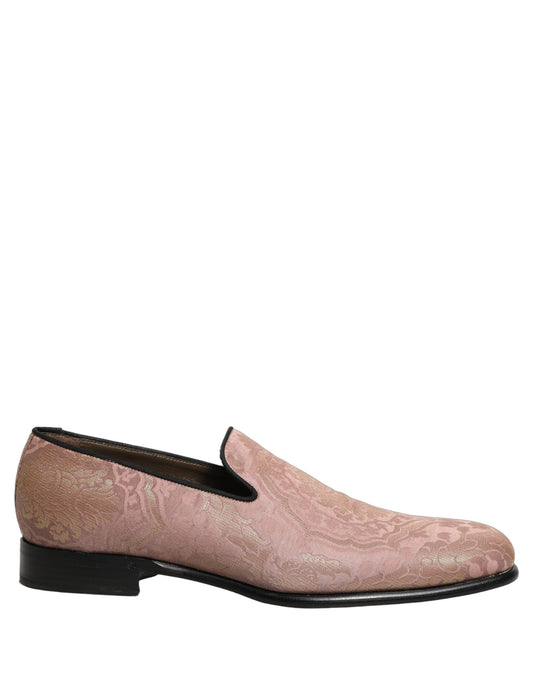 Dolce & Gabbana Pink Brocade Men’s Slip-On Dress Loafers