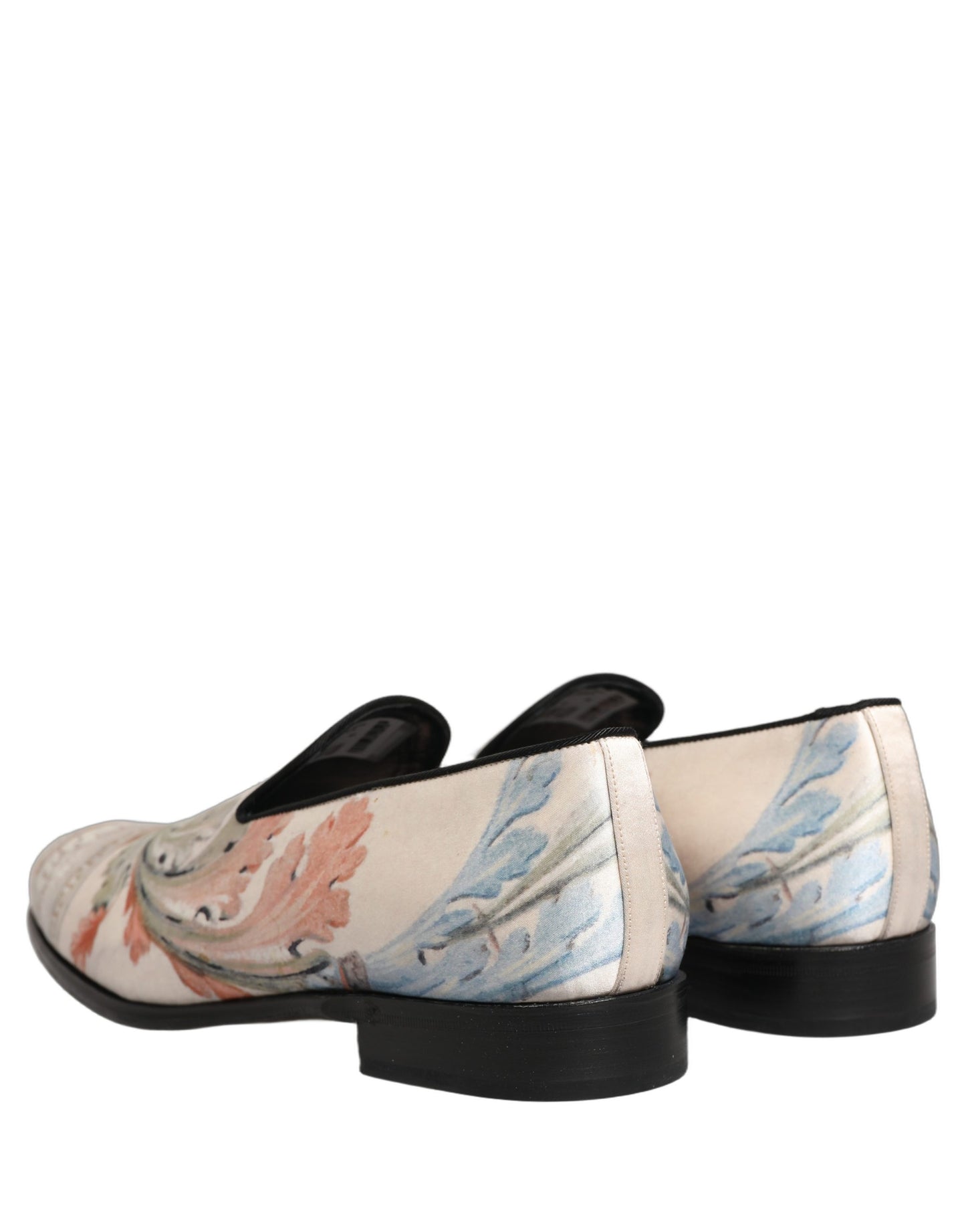Dolce & Gabbana White Floral Vase Slip On Dress Loafers