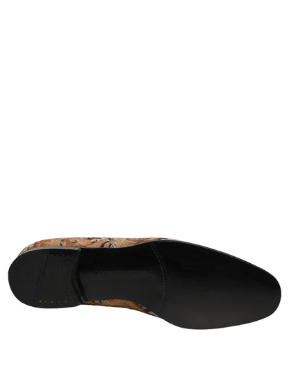 Dolce & Gabbana Gold Brocade Baroque Men Loafers