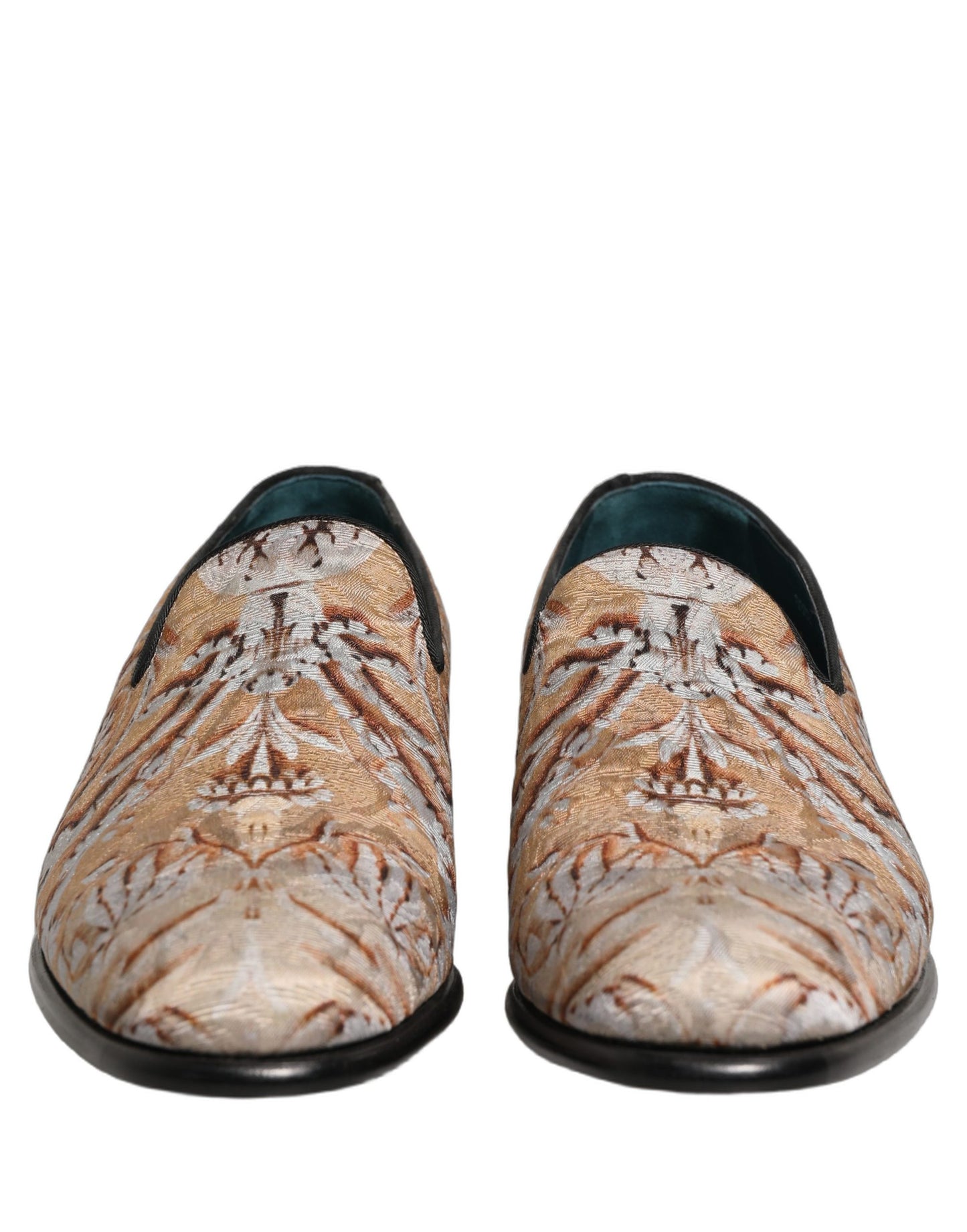 Dolce & Gabbana Gold Brocade Baroque Men Loafers