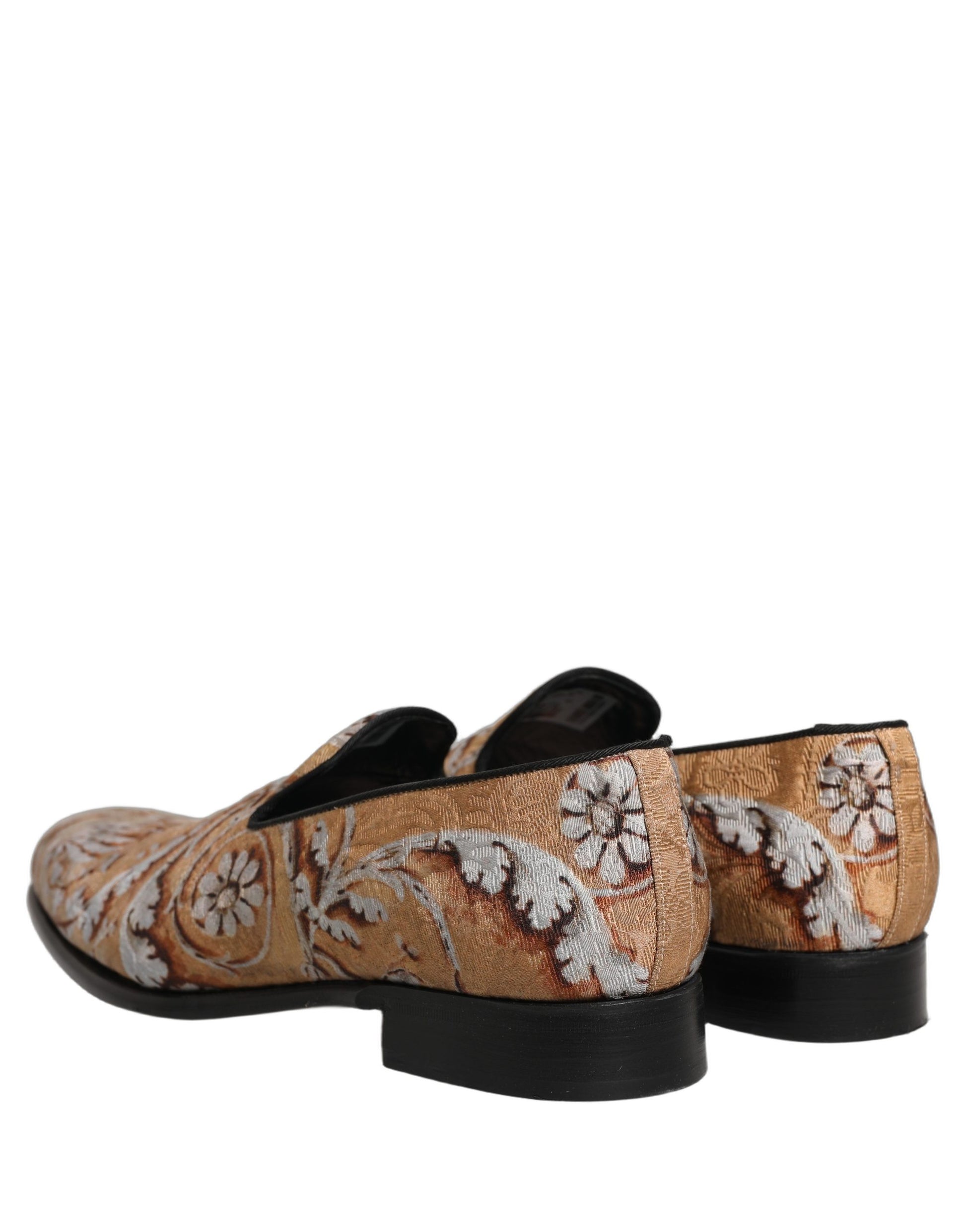 Dolce & Gabbana Gold Brocade Baroque Men Loafers