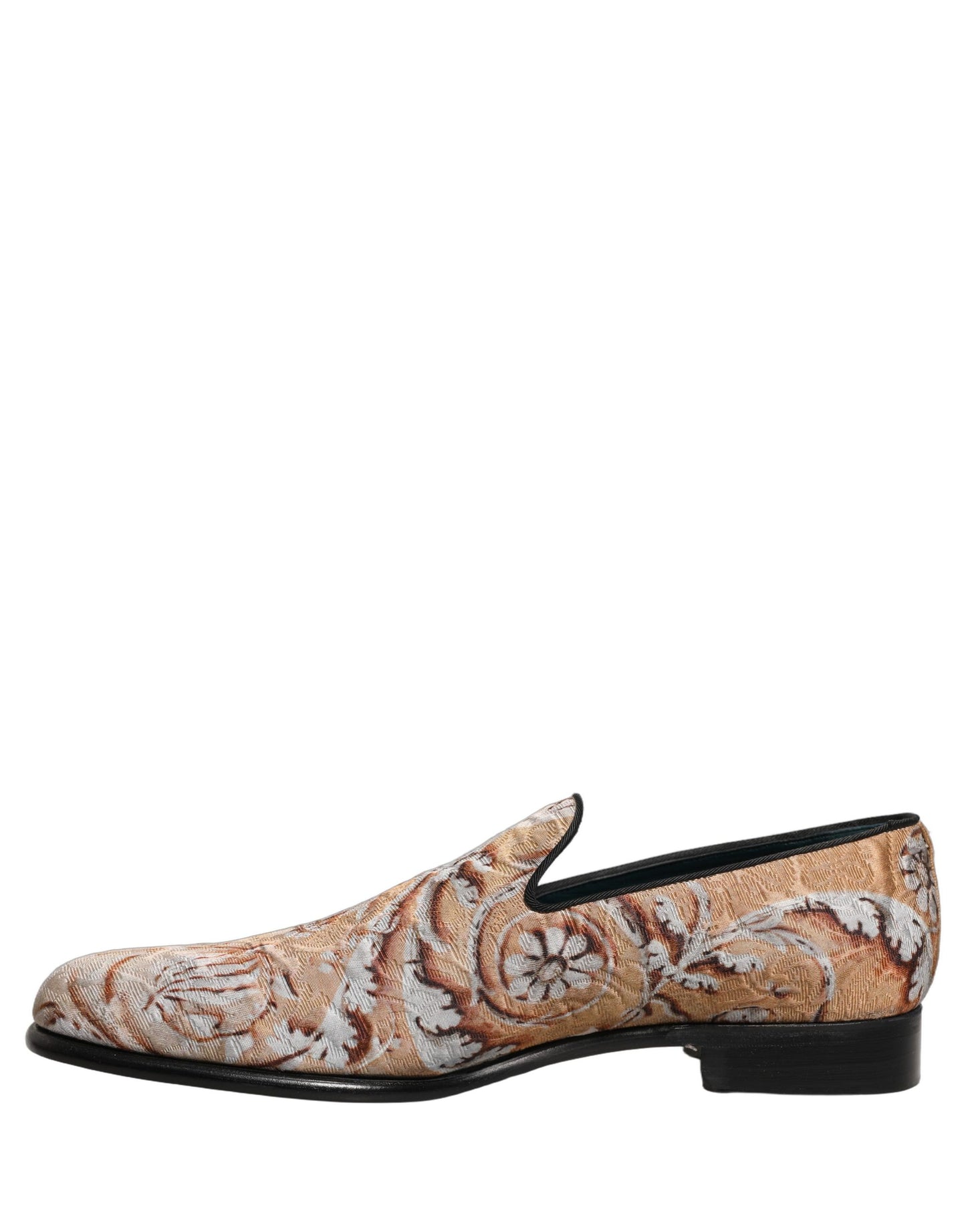 Dolce & Gabbana Gold Brocade Baroque Men Loafers