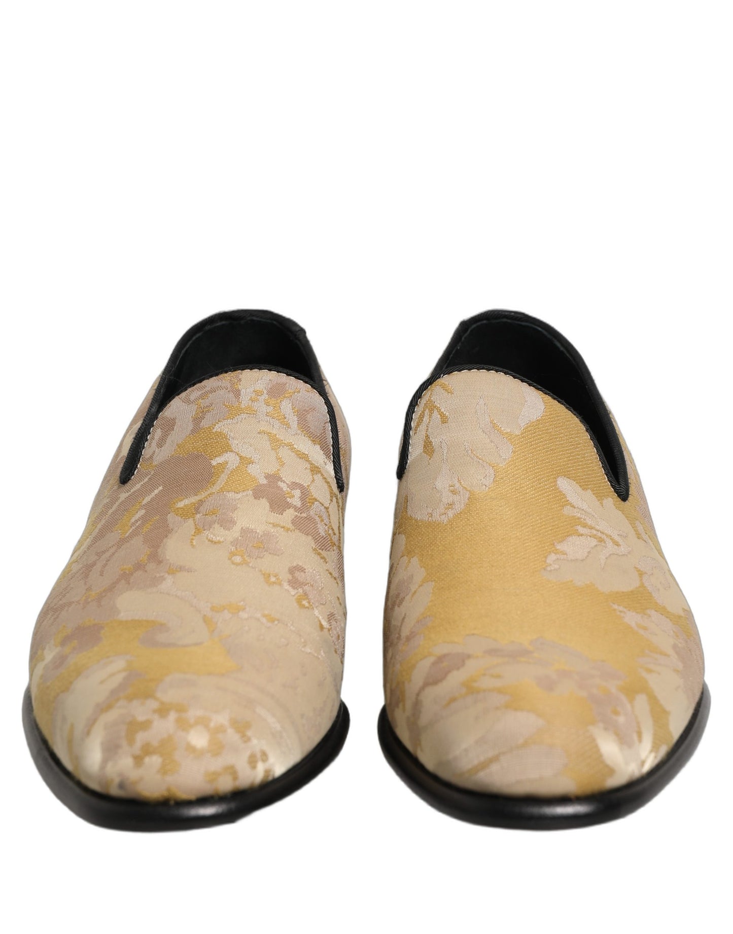 Dolce & Gabbana Gold Floral Print Jacquard Men Loafers