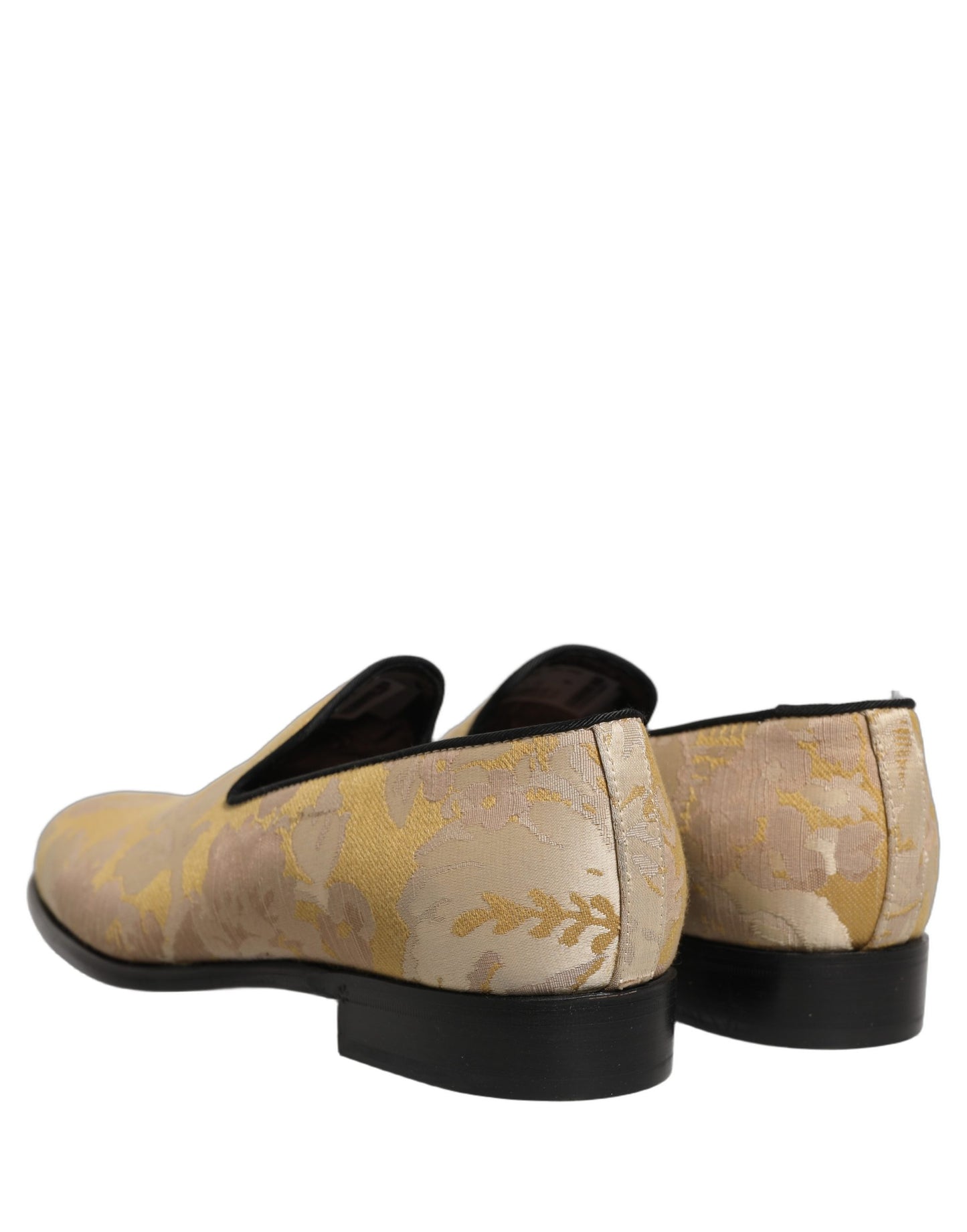 Dolce & Gabbana Gold Floral Print Jacquard Men Loafers