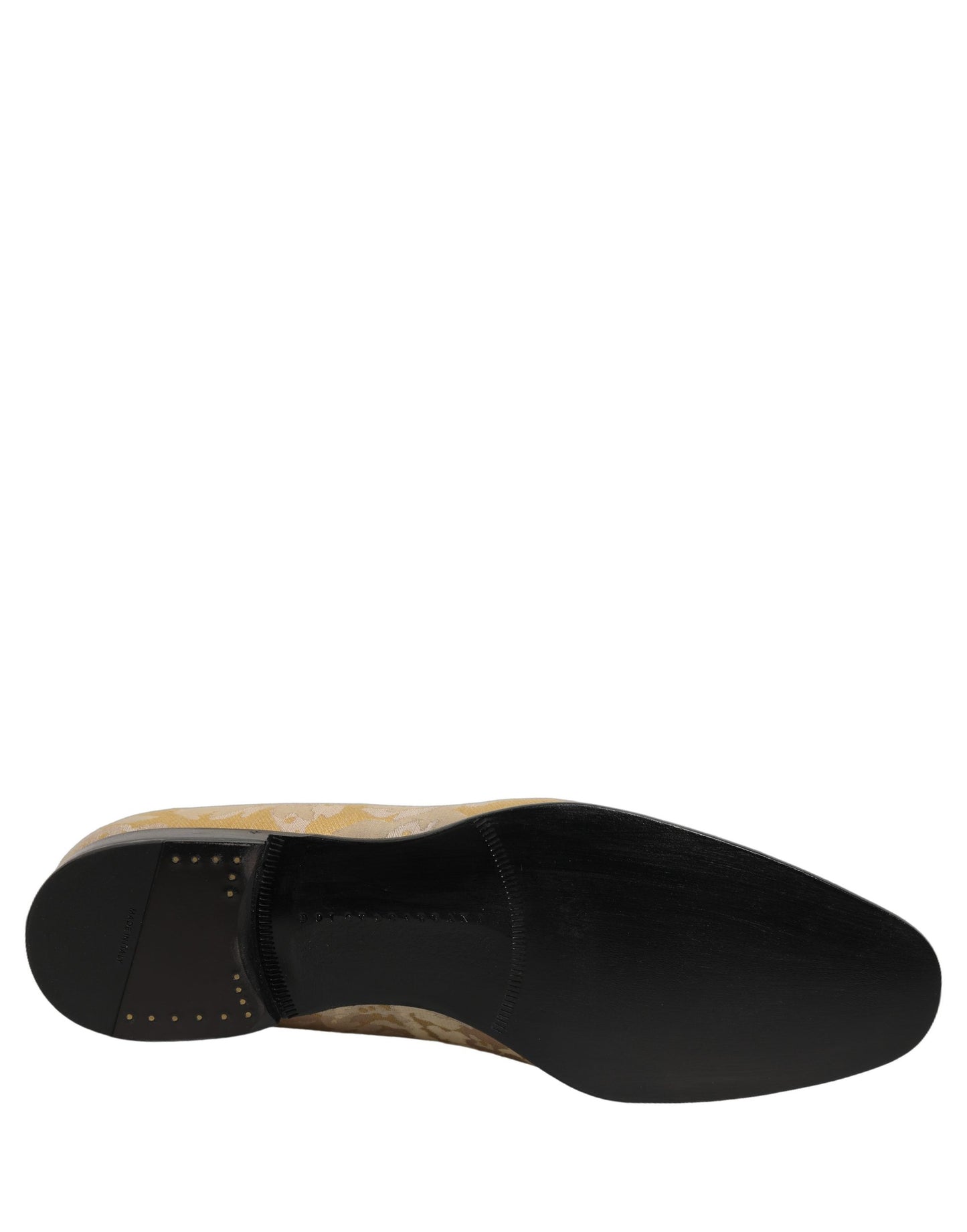 Dolce & Gabbana Gold Floral Print Jacquard Men Loafers