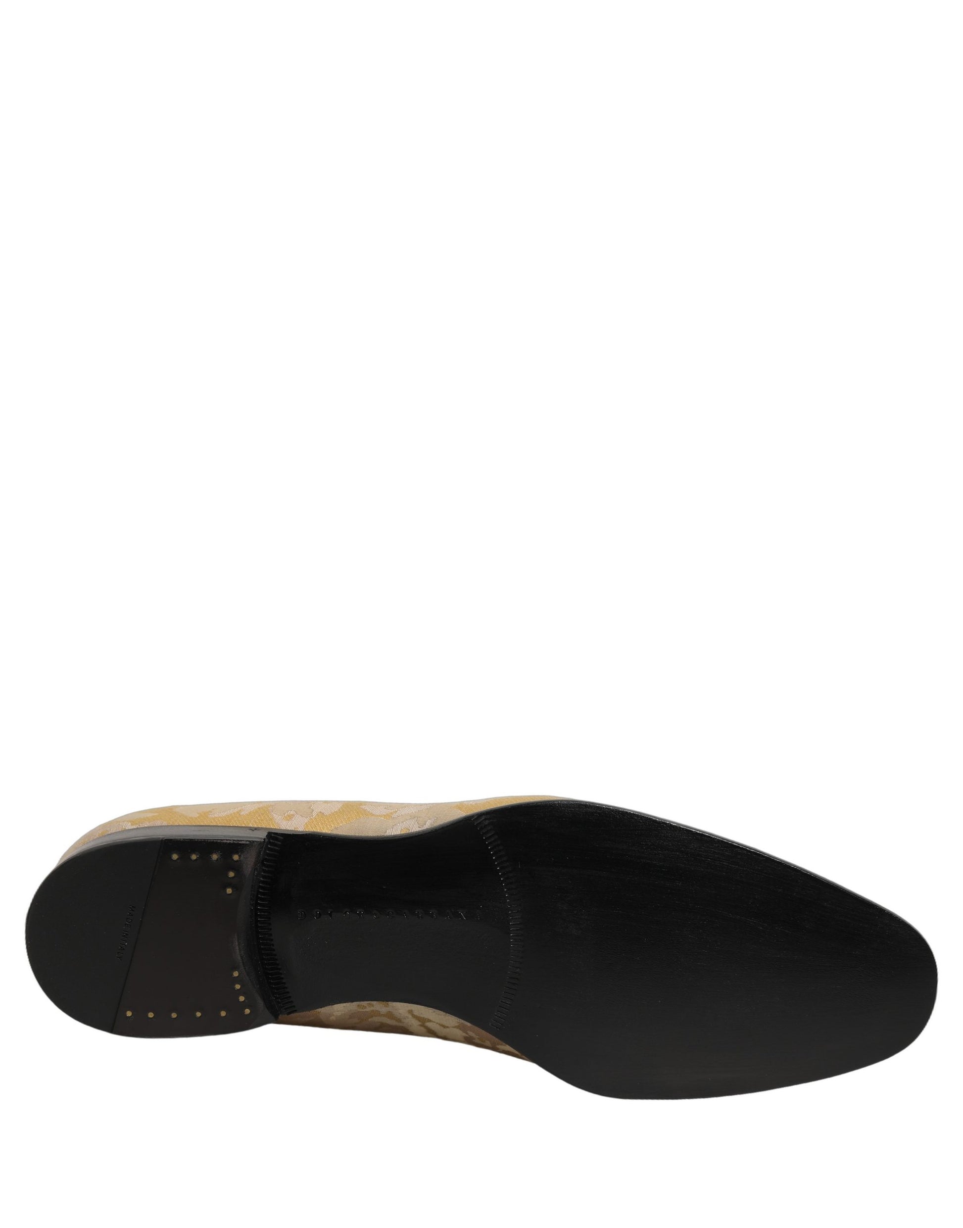 Dolce & Gabbana Gold Floral Print Jacquard Men Loafers