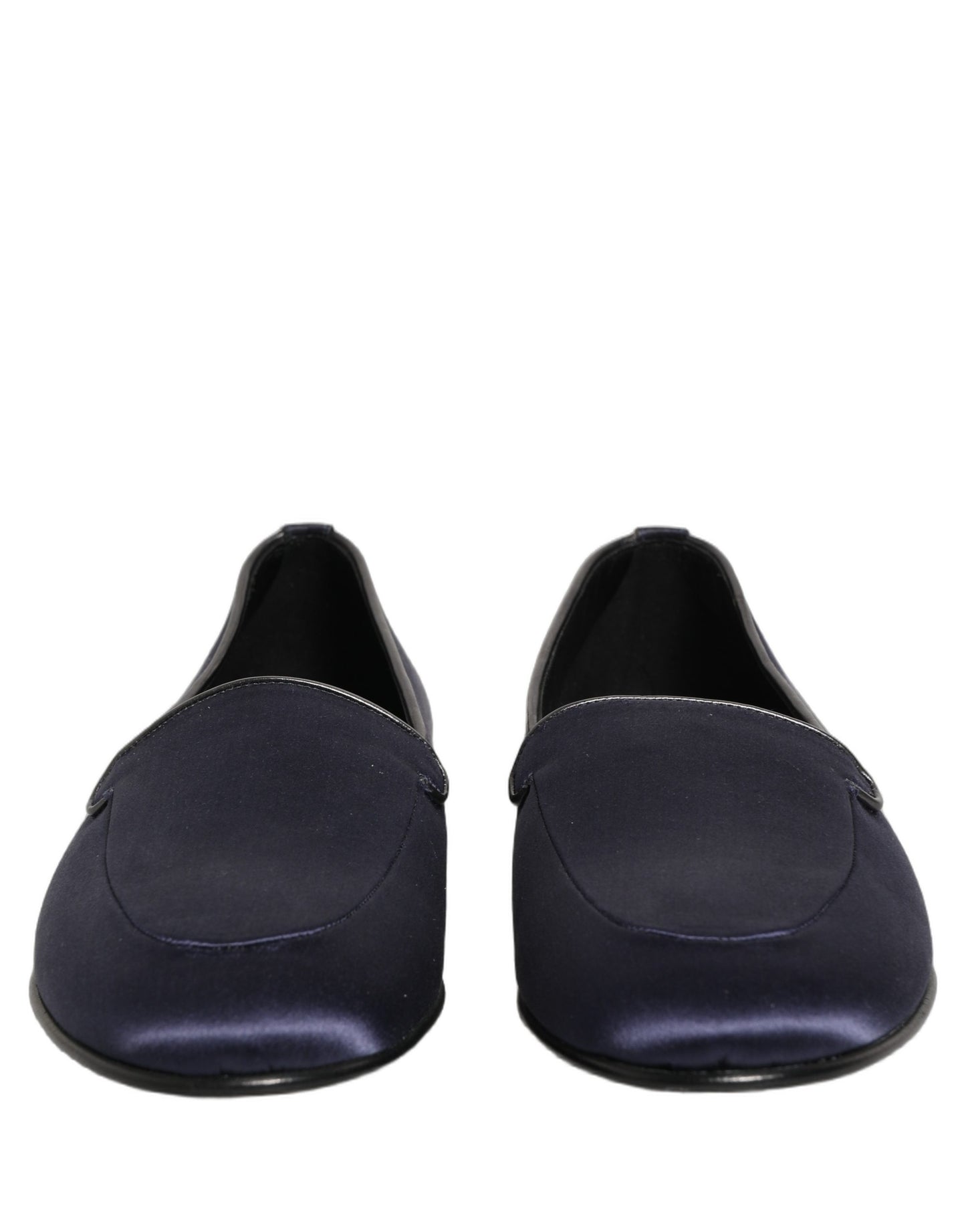 Dolce & Gabbana Blue Satin Logo Slip-On Flats