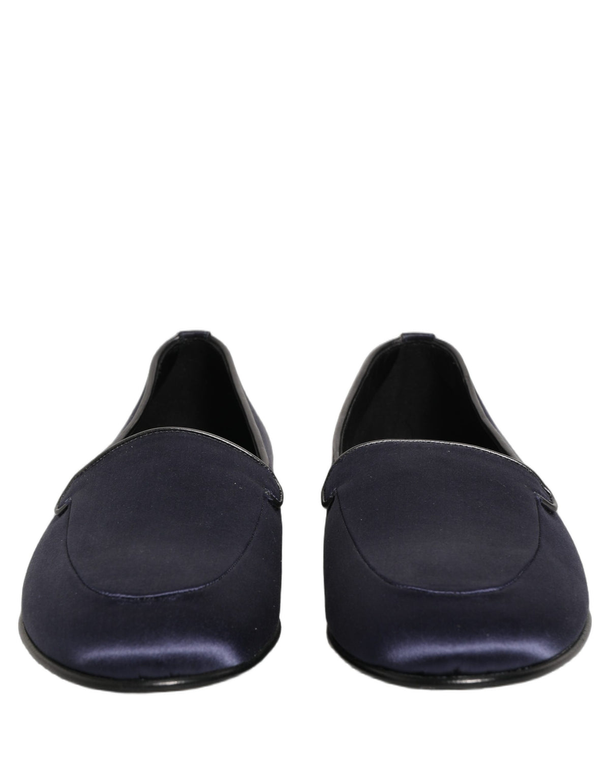 Dolce & Gabbana Blue Satin Logo Slip-On Flats
