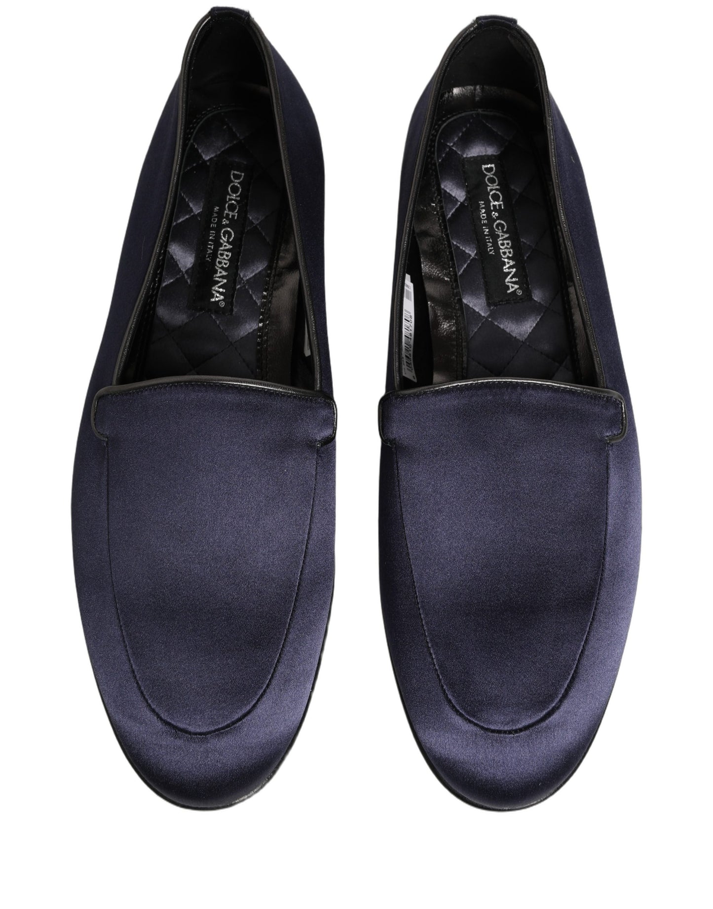 Dolce & Gabbana Blue Satin Logo Slip-On Flats