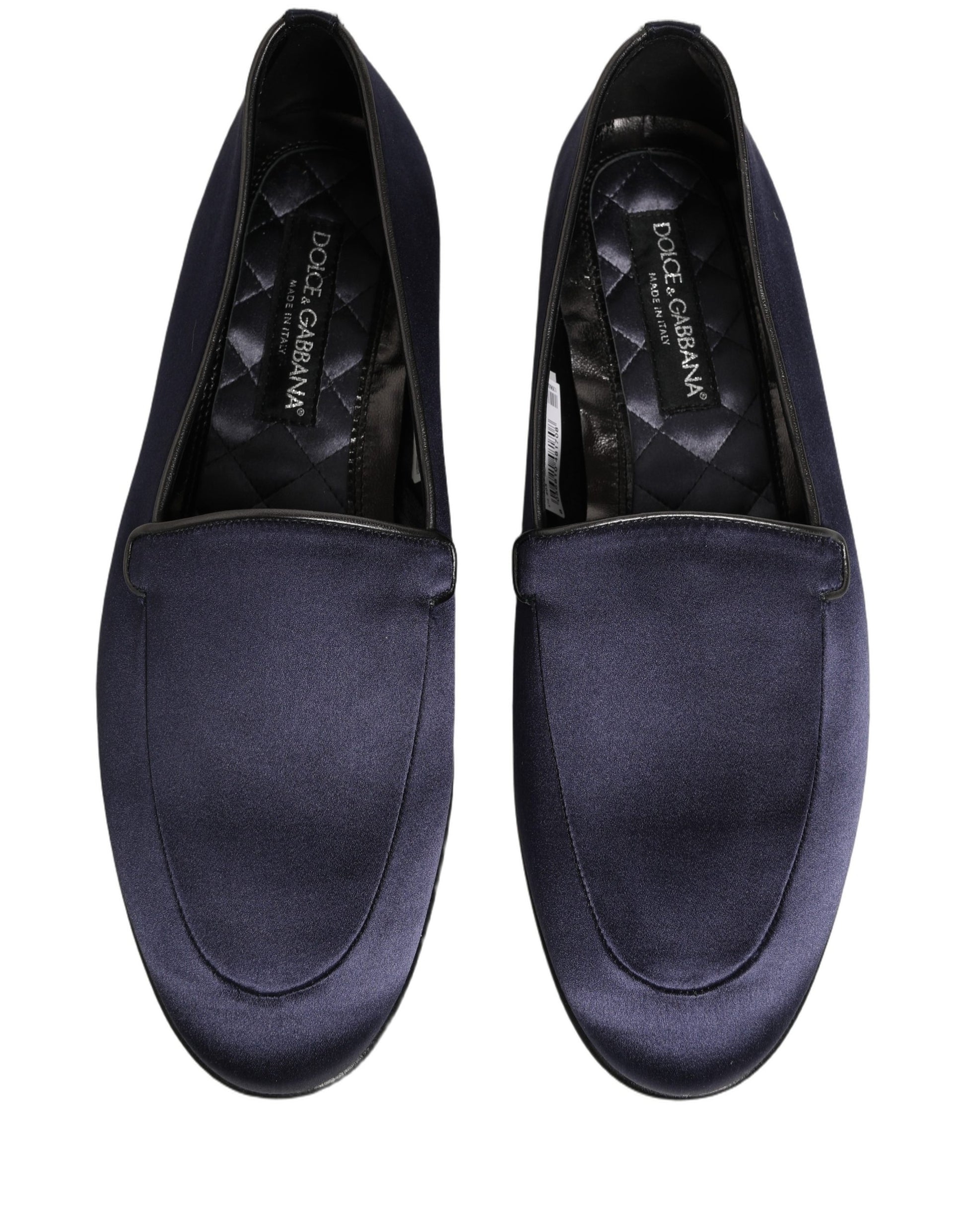 Dolce & Gabbana Blue Satin Logo Slip-On Flats