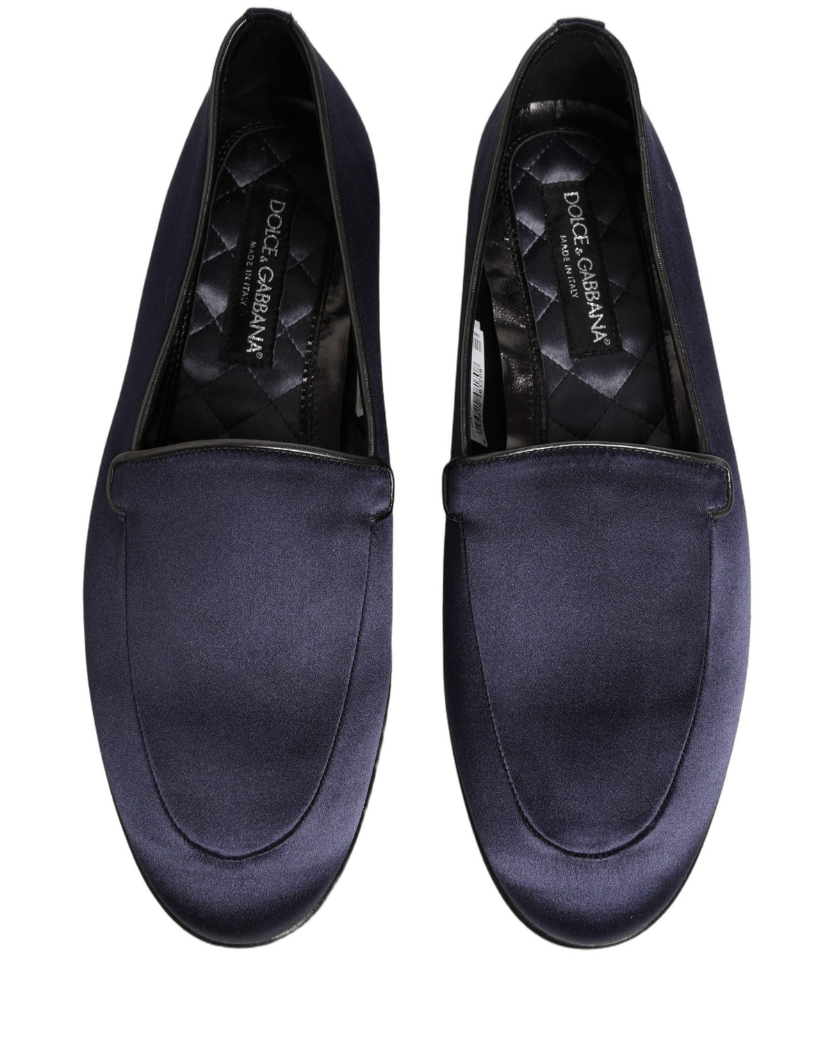 Dolce & Gabbana Blue Satin Logo Slip-On Flats