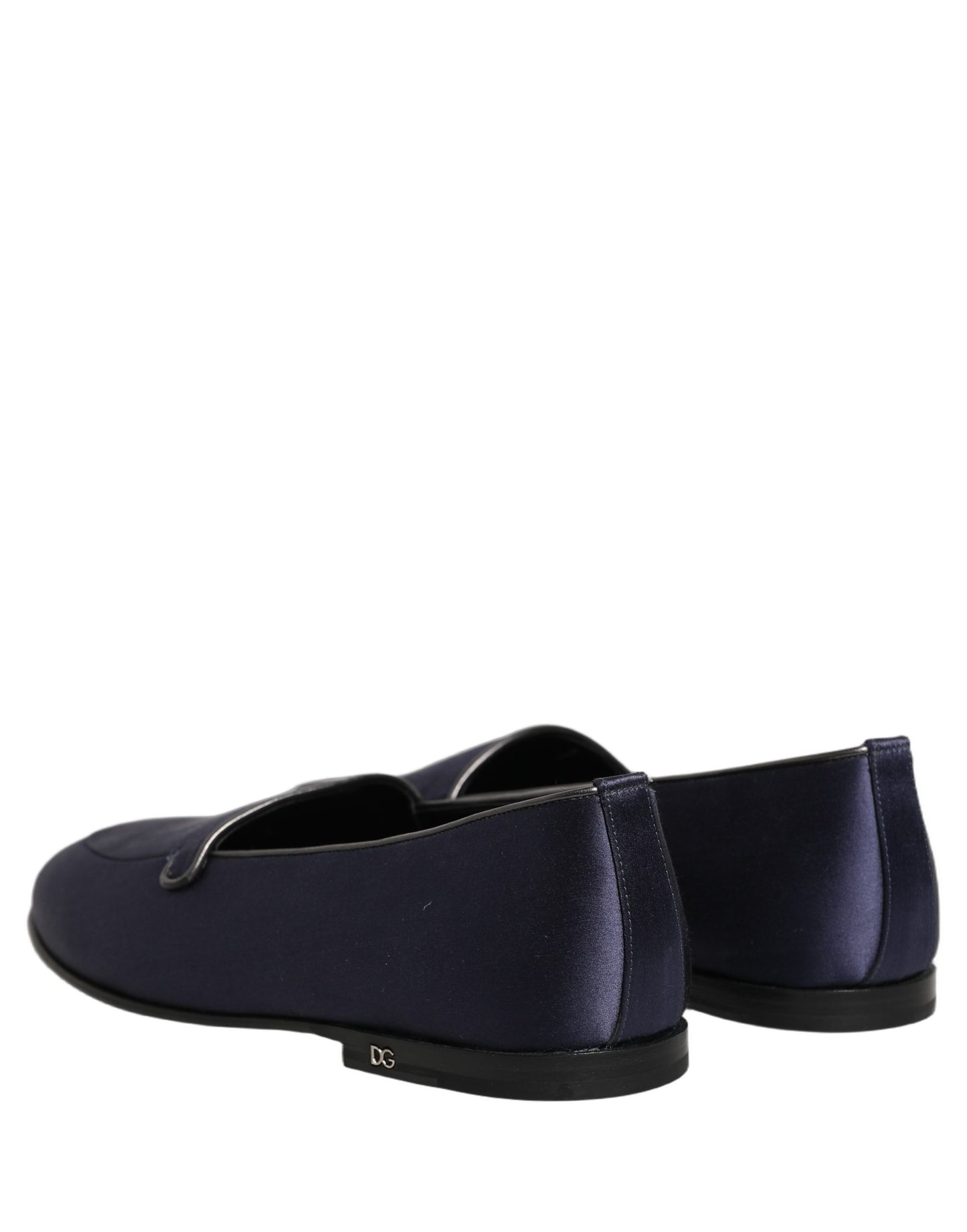 Dolce & Gabbana Blue Satin Logo Slip-On Flats