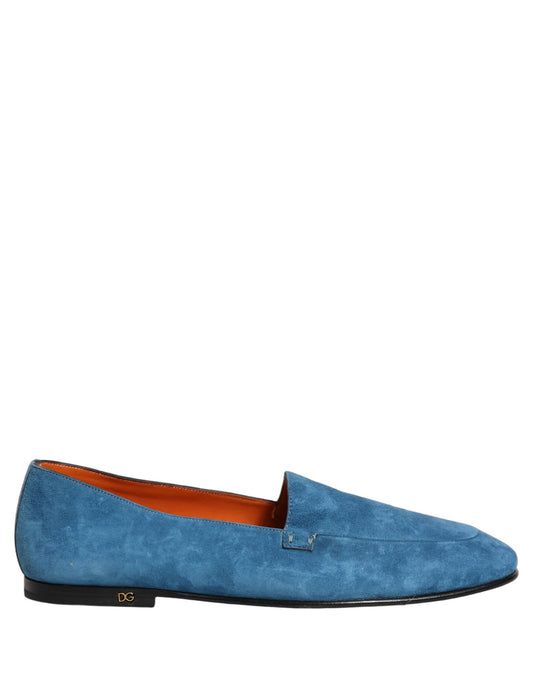 Dolce & Gabbana Blue Velvet Slip-On Loafers for Men