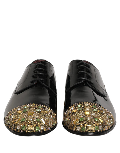 Dolce & Gabbana Black Embellished Derby Dress Formal Shoes
