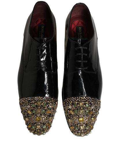 Dolce & Gabbana Black Embellished Derby Dress Formal Shoes