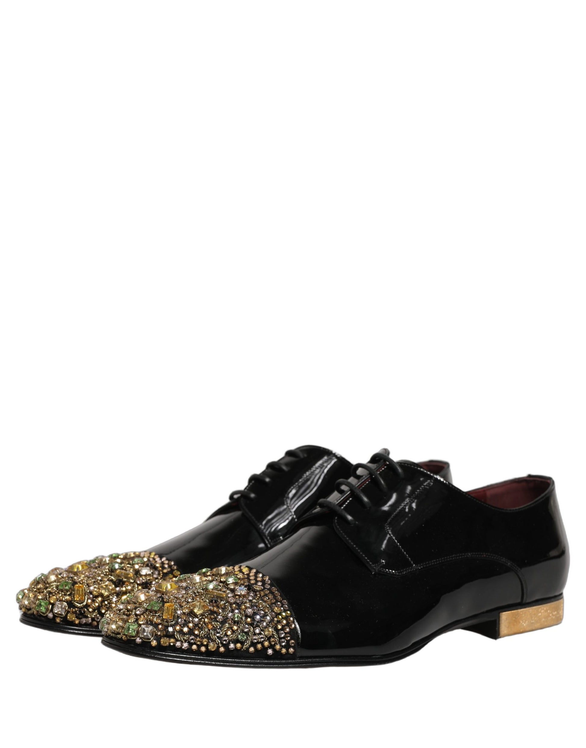 Dolce & Gabbana Black Embellished Derby Dress Formal Shoes