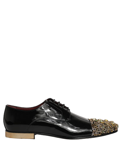 Dolce & Gabbana Black Embellished Derby Dress Formal Shoes