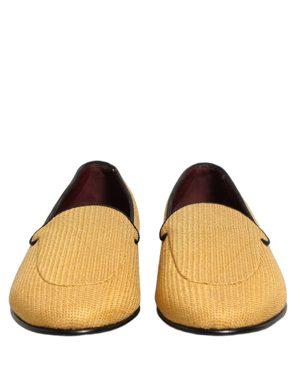 Dolce & Gabbana Yellow Woven Men Slip On Dress Loafers