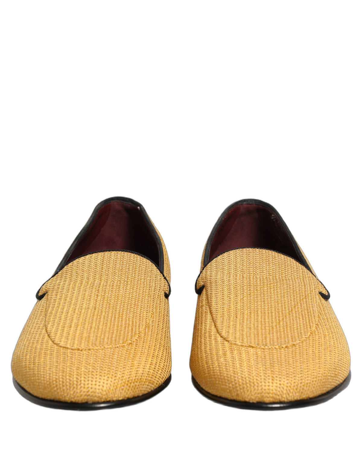 Dolce & Gabbana Yellow Woven Men Slip On Dress Loafers