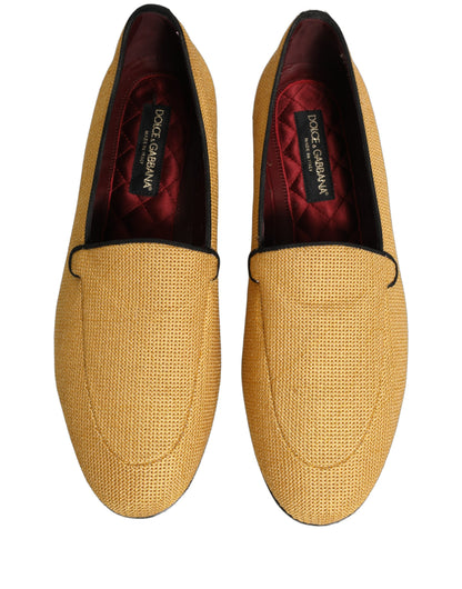 Dolce & Gabbana Yellow Woven Men Slip On Dress Loafers